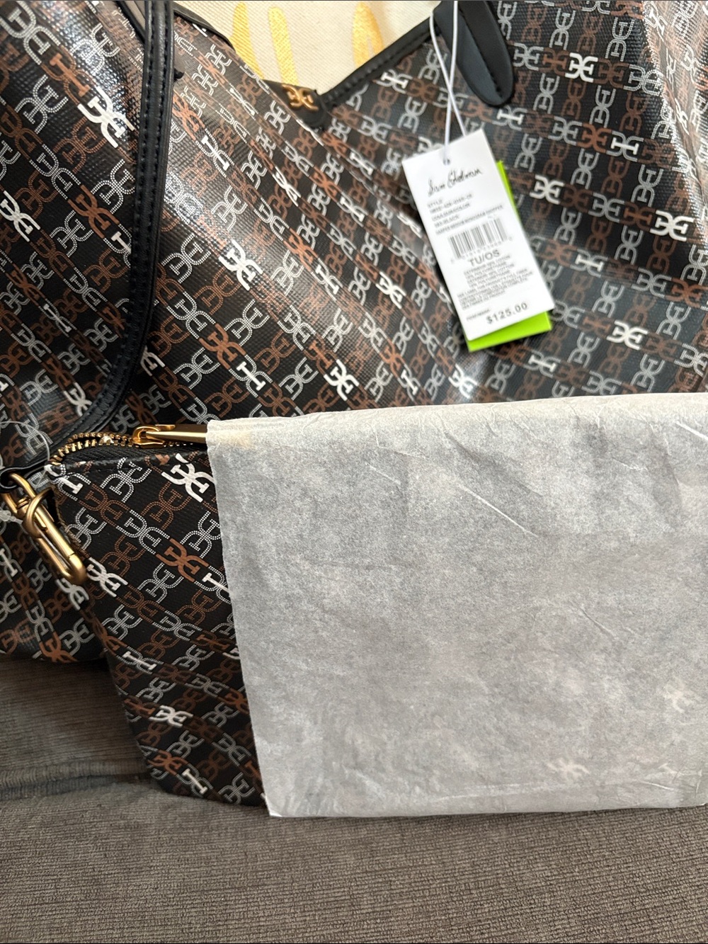 Sam Edelman Harper Medium Monogram Shopper tote- Black, NWT - Picture 5 of 5